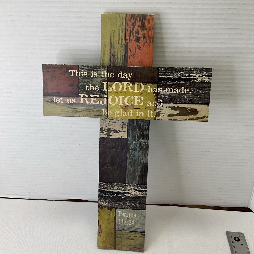 Ganz 14in Wooden Wall Collage Cross Christian Decor Faith Plaque Sculpture‎